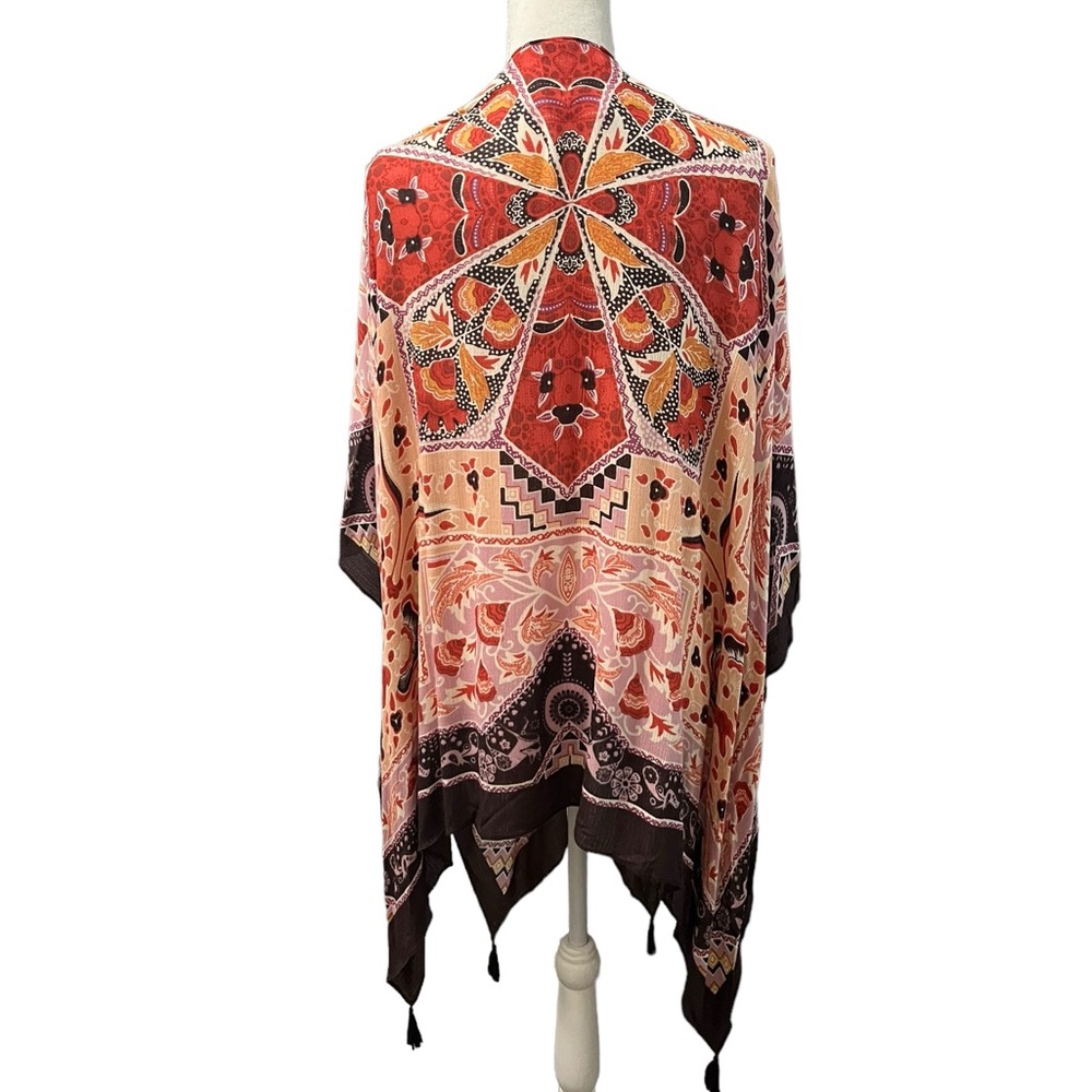 Vince Camuto Multicolored Bohemian Paisley Wrap W/Arm Holes OSFM - Picture 7 of 12